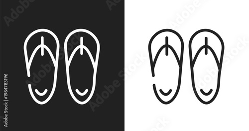 Sandals icon. Linear black, white icon from desert collection. Outline sandals vector. Thin line symbol isolated on white and black background