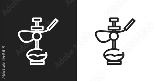 Hookah icon. Linear black, white icon from desert collection. Outline hookah vector. Thin line symbol isolated on white and black background