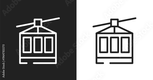 Cable car icon. Linear black, white icon from zoo collection. Outline cable car vector. Thin line symbol isolated on white and black background