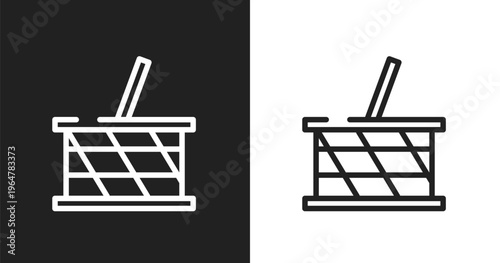 Picnic basket icon. Linear black, white icon from zoo collection. Outline picnic basket vector. Thin line symbol isolated on white and black background
