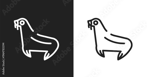 Sea lion icon. Linear black, white icon from zoo collection. Outline sea lion vector. Thin line symbol isolated on white and black background