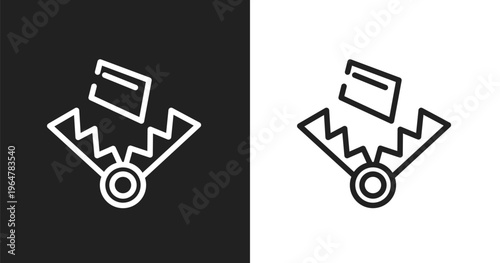 Trap icon. Linear black, white icon from wildlife collection. Outline trap vector. Thin line symbol isolated on white and black background