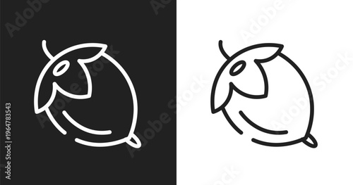 Hazelnut icon. Linear black, white icon from wildlife collection. Outline hazelnut vector. Thin line symbol isolated on white and black background