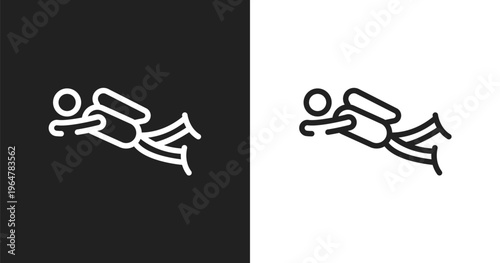 Diving icon. Linear black, white icon from in the zoo collection. Outline diving vector. Thin line symbol isolated on white and black background