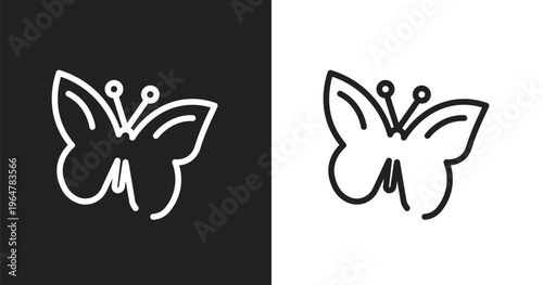 Butterflies icon. Linear black, white icon from in the zoo collection. Outline butterflies vector. Thin line symbol isolated on white and black background