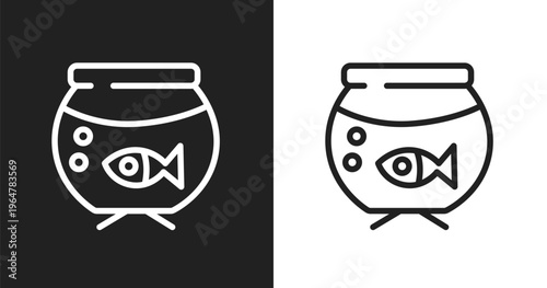 Aquarium icon. Linear black, white icon from in the zoo collection. Outline aquarium vector. Thin line symbol isolated on white and black background