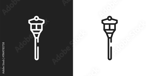 Street light icon. Linear black, white icon from winter nature collection. Outline street light vector. Thin line symbol isolated on white and black background
