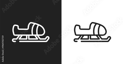 Sled icon. Linear black, white icon from winter nature collection. Outline sled vector. Thin line symbol isolated on white and black background