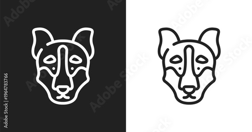 Siberian husky icon. Linear black, white icon from winter nature collection. Outline siberian husky vector. Thin line symbol isolated on white and black background