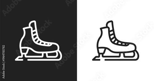 Ice skate icon. Linear black, white icon from winter nature collection. Outline ice skate vector. Thin line symbol isolated on white and black background
