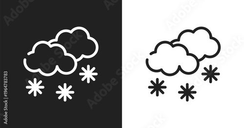 Snowy icon. Linear black, white icon from winter nature collection. Outline snowy vector. Thin line symbol isolated on white and black background