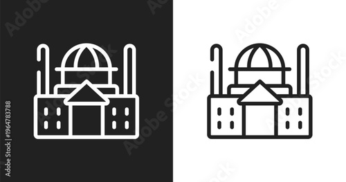 Basilica icon. Linear black, white icon from africa collection. Outline basilica vector. Thin line symbol isolated on white and black background