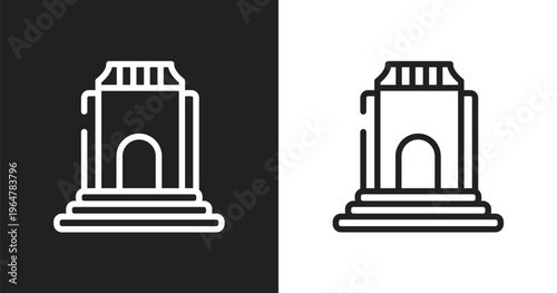Monument icon. Linear black, white icon from africa collection. Outline monument vector. Thin line symbol isolated on white and black background