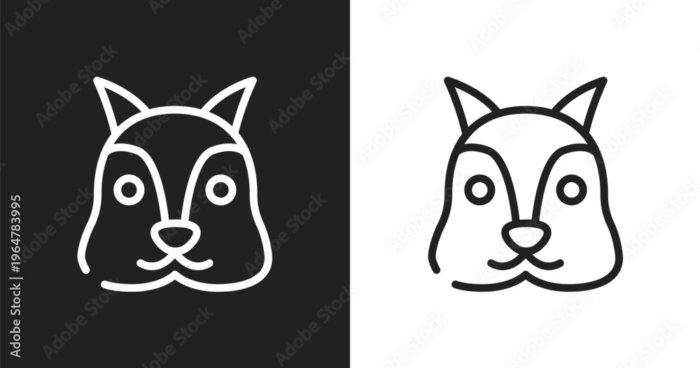 Obraz premium Squirrel icon. Linear black, white icon from animals collection. Outline squirrel vector. Thin line symbol isolated on white and black background