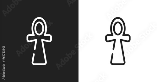 Ankh icon. Linear black, white icon from africa collection. Outline ankh vector. Thin line symbol isolated on white and black background