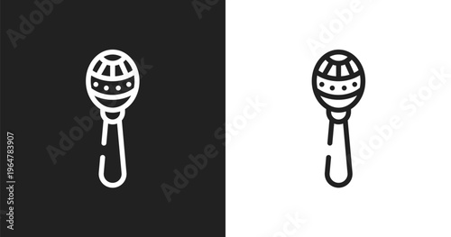 Maracas icon. Linear black, white icon from africa collection. Outline maracas vector. Thin line symbol isolated on white and black background