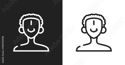 African man icon. Linear black, white icon from africa collection. Outline african man vector. Thin line symbol isolated on white and black background
