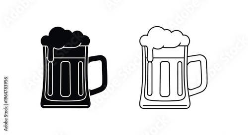 Beer mugs icon set Vector