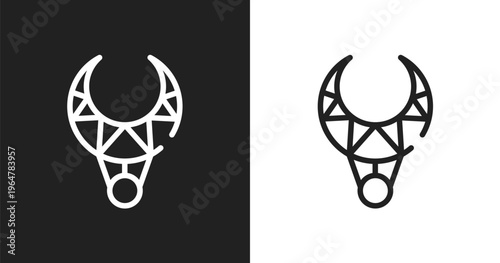 Necklace icon. Linear black, white icon from africa collection. Outline necklace vector. Thin line symbol isolated on white and black background
