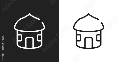Hut icon. Linear black, white icon from africa collection. Outline hut vector. Thin line symbol isolated on white and black background