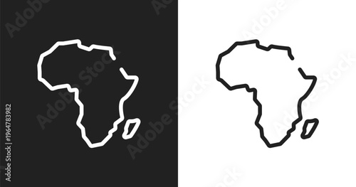 Africa icon. Linear black, white icon from africa collection. Outline africa vector. Thin line symbol isolated on white and black background