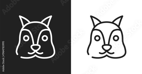 Squirrel icon. Linear black, white icon from animals collection. Outline squirrel vector. Thin line symbol isolated on white and black background