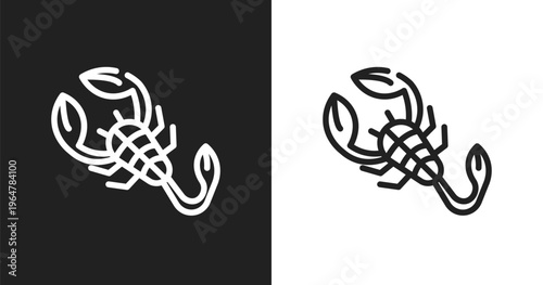 Scorpion icon. Linear black, white icon from insects collection. Outline scorpion vector. Thin line symbol isolated on white and black background