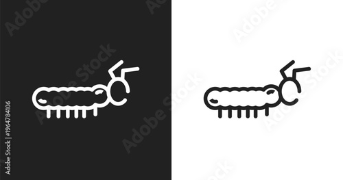 Caterpillar icon. Linear black, white icon from insects collection. Outline caterpillar vector. Thin line symbol isolated on white and black background
