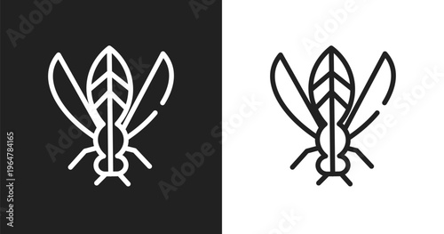Winged insect icon. Linear black, white icon from insects collection. Outline winged insect vector. Thin line symbol isolated on white and black background