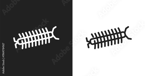 Centipede icon. Linear black, white icon from insects collection. Outline centipede vector. Thin line symbol isolated on white and black background