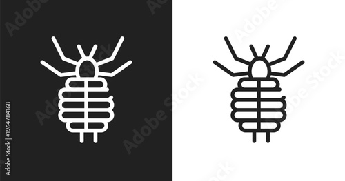 Louse icon. Linear black, white icon from insects collection. Outline louse vector. Thin line symbol isolated on white and black background