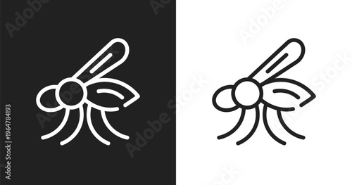 Mosquito icon. Linear black, white icon from insects collection. Outline mosquito vector. Thin line symbol isolated on white and black background