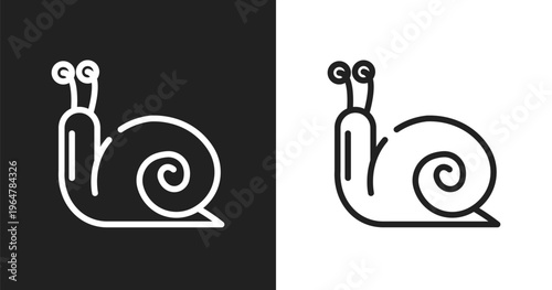 Snail icon. Linear black, white icon from nature collection. Outline snail vector. Thin line symbol isolated on white and black background
