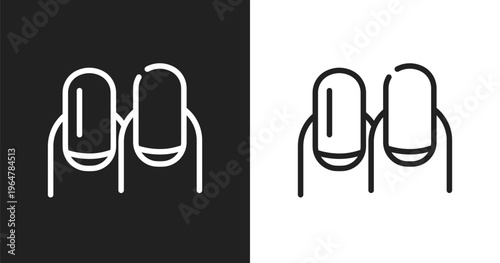 Nails icon. Linear black, white icon from pet grooming collection. Outline nails vector. Thin line symbol isolated on white and black background