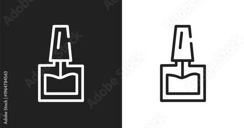 Nail polish icon. Linear black, white icon from pet grooming collection. Outline nail polish vector. Thin line symbol isolated on white and black background