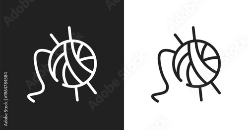 Wool icon. Linear black, white icon from pet grooming collection. Outline wool vector. Thin line symbol isolated on white and black background