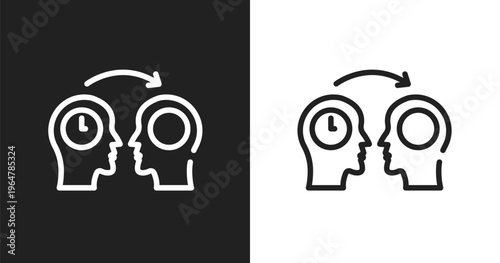 Mentor icon. Linear black, white icon from leadership collection. Outline mentor vector. Thin line symbol isolated on white and black background