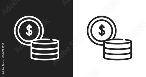 Money sign icon. Linear black, white icon from business collection. Outline money sign vector. Thin line symbol isolated on white and black background