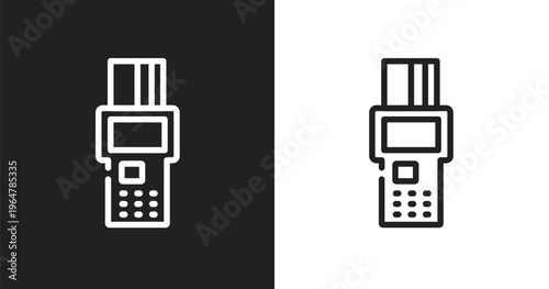 Point of service icon. Linear black, white icon from business financial collection. Outline point of service vector. Thin line symbol isolated on white and black background