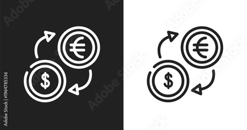 Money exchange icon. Linear black, white icon from business financial collection. Outline money exchange vector. Thin line symbol isolated on white and black background