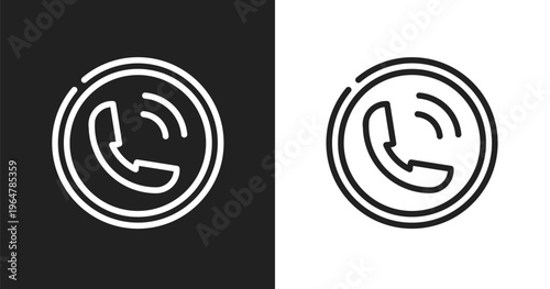 Calling icon. Linear black, white icon from strategy and management collection. Outline calling vector. Thin line symbol isolated on white and black background