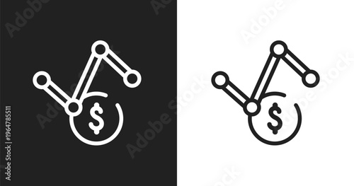 Volatility icon. Linear black, white icon from investing collection. Outline volatility vector. Thin line symbol isolated on white and black background