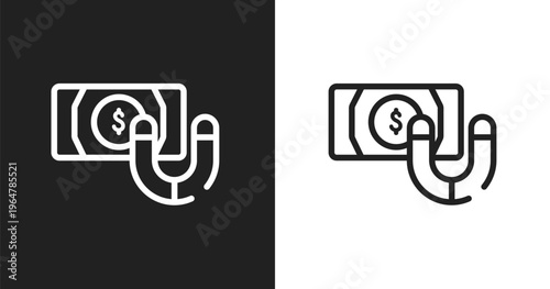 Retention icon. Linear black, white icon from investing collection. Outline retention vector. Thin line symbol isolated on white and black background