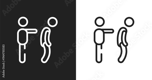 Fired icon. Linear black, white icon from jobless collection. Outline fired vector. Thin line symbol isolated on white and black background