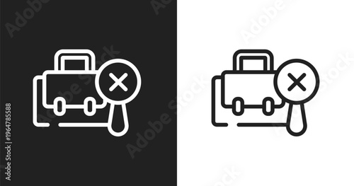 Not search icon. Linear black, white icon from jobless collection. Outline not search vector. Thin line symbol isolated on white and black background