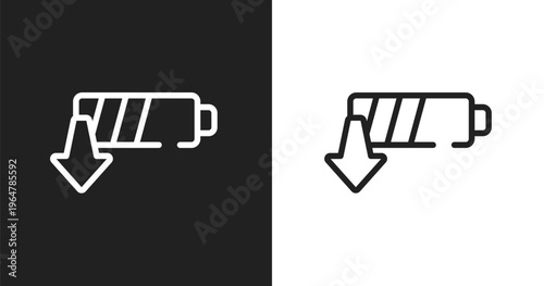 Low energy icon. Linear black, white icon from jobless collection. Outline low energy vector. Thin line symbol isolated on white and black background