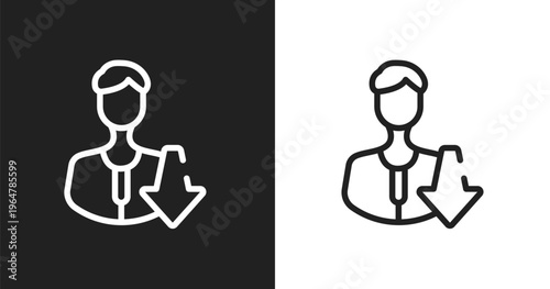 Low icon. Linear black, white icon from jobless collection. Outline low vector. Thin line symbol isolated on white and black background