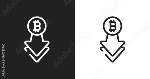 Decline icon. Linear black, white icon from bitcoins cryptocurrency collection. Outline decline vector. Thin line symbol isolated on white and black background