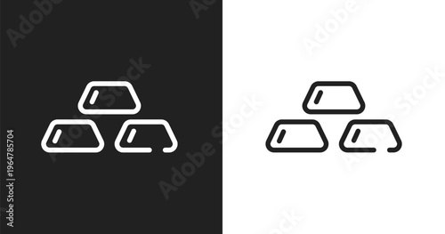 Gold ingots icon. Linear black, white icon from banking and finance collection. Outline gold ingots vector. Thin line symbol isolated on white and black background