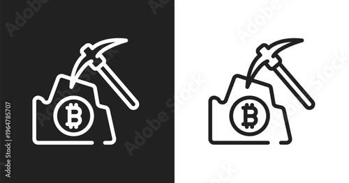 Pick icon. Linear black, white icon from bitcoin collection. Outline pick vector. Thin line symbol isolated on white and black background